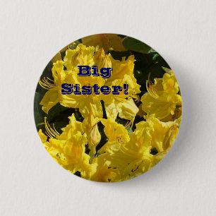 Macaron Rond 5 Cm Bouton Grande Sœur ! fleurs de rhododendron jaunes
