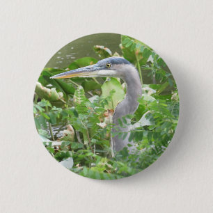 Macaron Rond 5 Cm Bouton Great Blue Heron