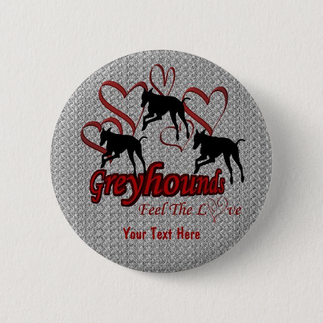 Macaron Rond 5 Cm Bouton Greyhounds And Heart Love Chien (Devant)