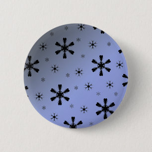 Macaron Rond 5 Cm Bouton Gris Bleu Snowflakes