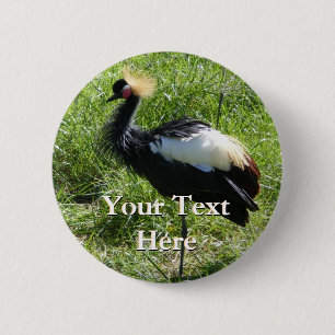 Macaron Rond 5 Cm Bouton Gris Grue Couronnée