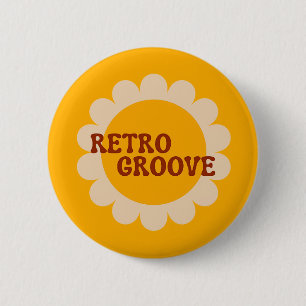 Macaron Rond 5 Cm Bouton Groove Rétro