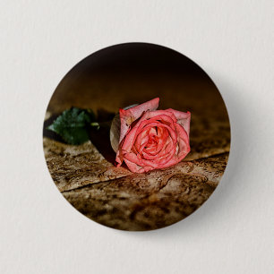 Macaron Rond 5 Cm Bouton Gros plan de rose