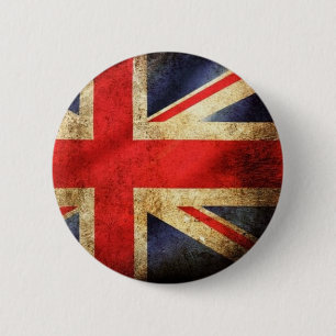 Macaron Rond 5 Cm Bouton Grunge British Flag