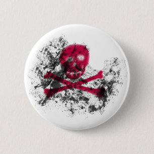 Macaron Rond 5 Cm Bouton grunge rose de crâne
