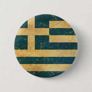 Macaron Rond 5 Cm Bouton Grunge Vintage du drapeau de la Grèce