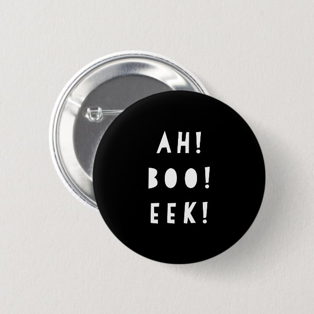 Macaron Rond 5 Cm Bouton Halloween blanc noir | Ah Boo Eek ! (Devant & derrière)