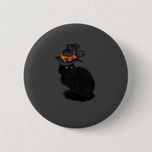 Macaron Rond 5 Cm Bouton Halloween Chat noir