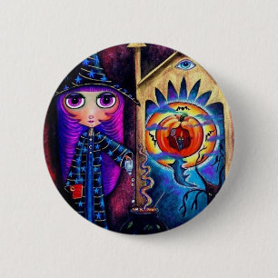 Macaron Rond 5 Cm Bouton Halloween de la fenêtre magique