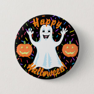 Macaron Rond 5 Cm Bouton Halloween Ghost Happy