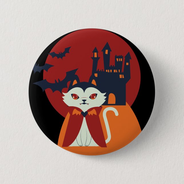 Macaron Rond 5 Cm Bouton Halloween Happy Witch (Devant)