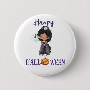 Macaron Rond 5 Cm Bouton Halloween heureux Fille princesse Éffrayant