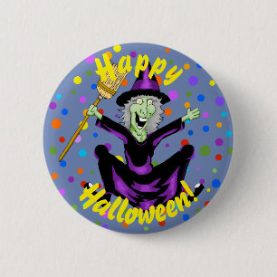 Macaron Rond 5 Cm Bouton Halloween sorcière