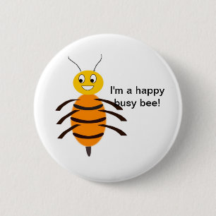 Macaron Rond 5 Cm Bouton Happy Busy Bee