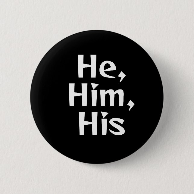 Macaron Rond 5 Cm Bouton He/Him Pronoun (Devant)