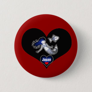 Macaron Rond 5 Cm Bouton Heart Japan Mermaid Pinback