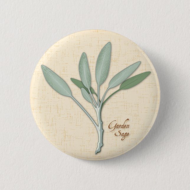 Macaron Rond 5 Cm Bouton Herbe Sage Garden (Devant)
