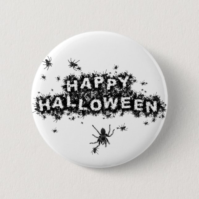 Macaron Rond 5 Cm Bouton heureux d'araignée de Halloween (Devant)