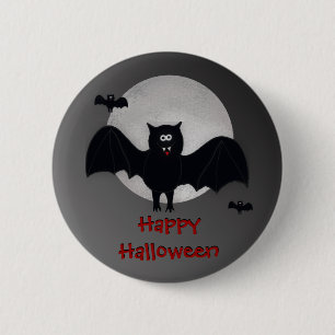 Macaron Rond 5 Cm Bouton heureux de batte de vampire de Halloween