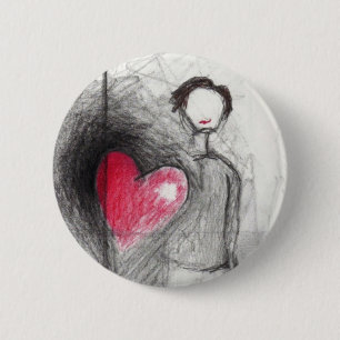 Macaron Rond 5 Cm Bouton heureux de coeur