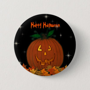 Macaron Rond 5 Cm Bouton heureux de Jack-o'-lantern Halloween
