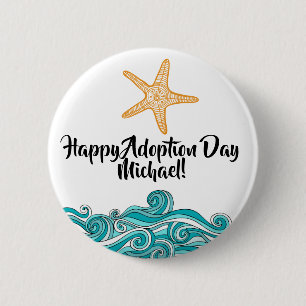 Macaron Rond 5 Cm Bouton heureux de jour d'adoption, bouton de