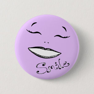 Macaron Rond 5 Cm Bouton heureux de sourire dans le rose