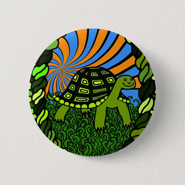 Macaron Rond 5 Cm Bouton heureux de tortue (Devant)
