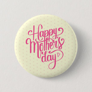 Macaron Rond 5 Cm Bouton heureux élégant de Pin du jour de mère