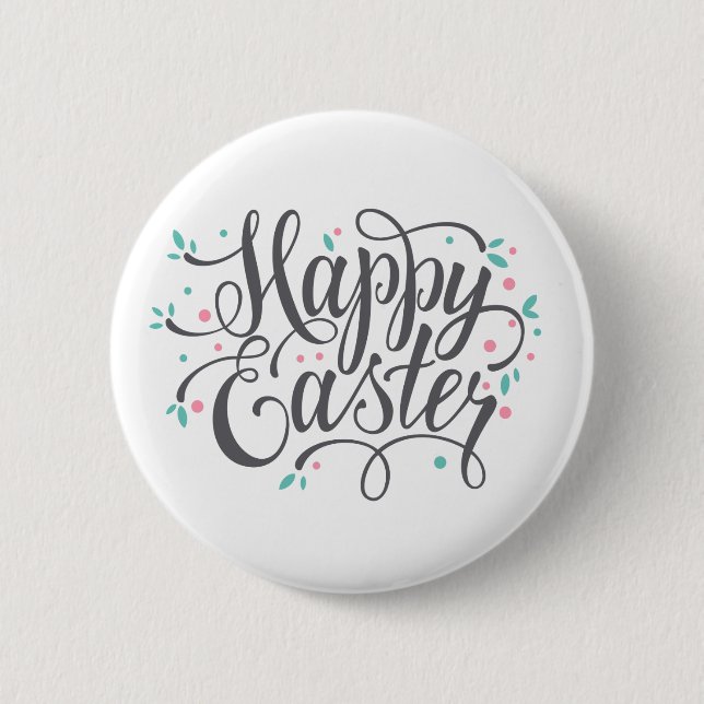Macaron Rond 5 Cm Bouton heureux lunatique de Pin de la calligraphie (Devant)
