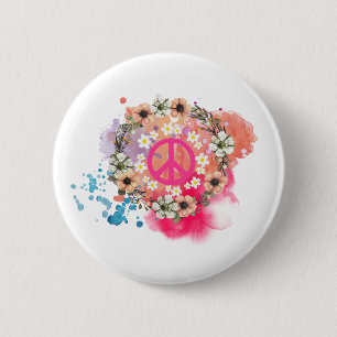 Macaron Rond 5 Cm Bouton Hippie