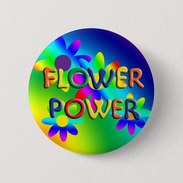 Macaron Rond 5 Cm Bouton Hippie de l'alimentation du fleur (Devant)