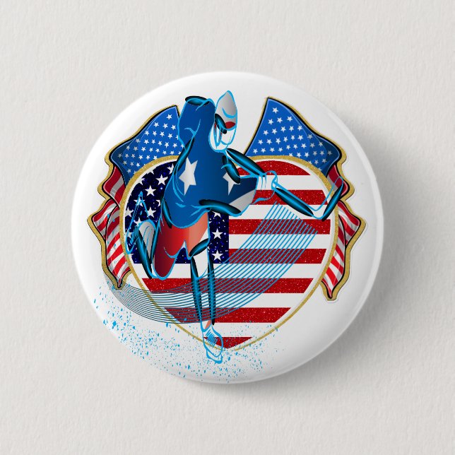 MACARON ROND 5 CM BOUTON HOCKEY ICE USA (Devant)