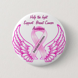 Macaron Rond 5 Cm Bouton Hope&Fight-Breast Cancer Awareness_Button