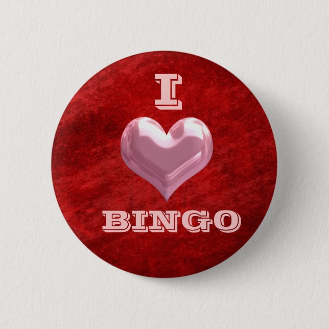 Macaron Rond 5 Cm Bouton I Heart Bingo (Devant)