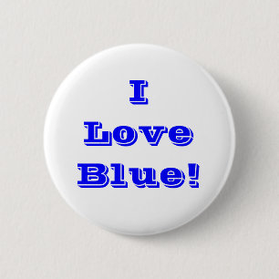 Macaron Rond 5 Cm Bouton I Love Blue