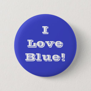Macaron Rond 5 Cm Bouton I Love Blue