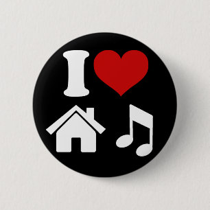 Macaron Rond 5 Cm Bouton I Love House Music Ibiza DJ Dancing Party