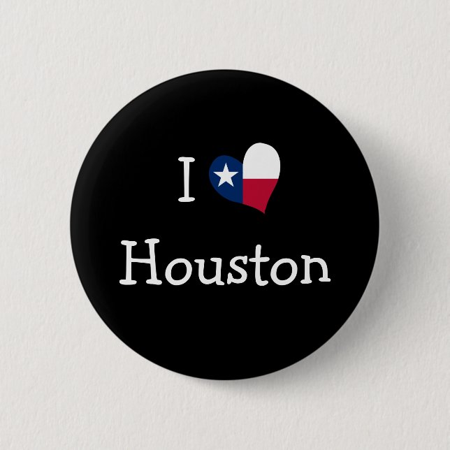 Macaron Rond 5 Cm Bouton I Love Houston (Devant)