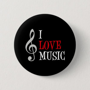 Macaron Rond 5 Cm Bouton "I Love Music"