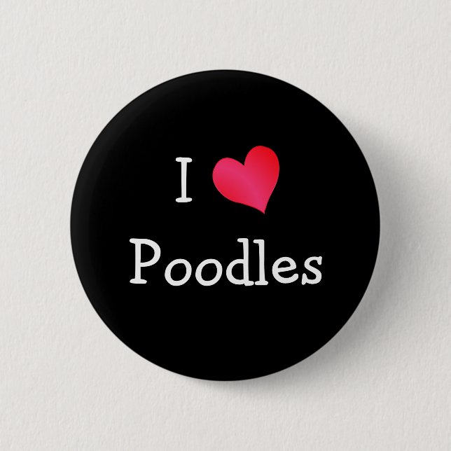 Macaron Rond 5 Cm Bouton I Love Poodles (Devant)