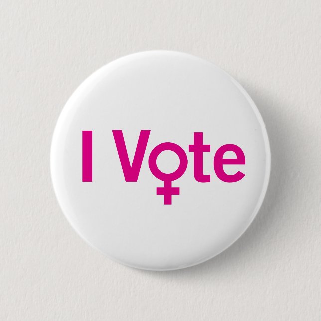 Macaron Rond 5 Cm Bouton I Vote - Rose on White (personnalisable) (Devant)