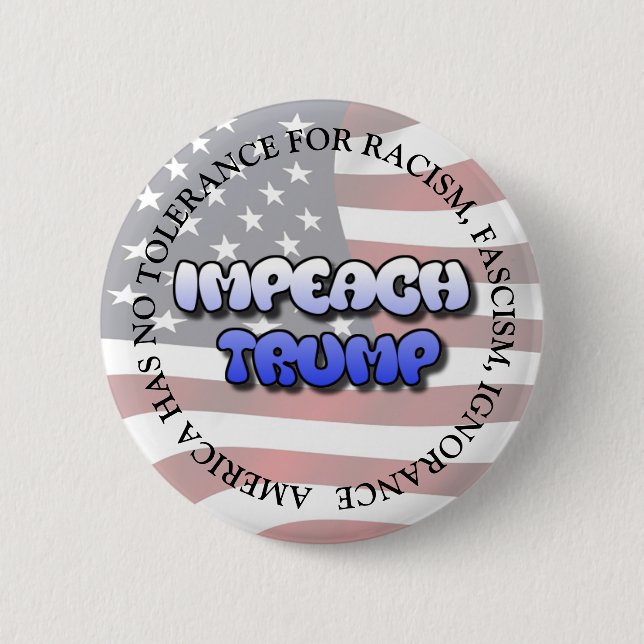 MACARON ROND 5 CM BOUTON IMPEACH TRUMP ANTI DONALD TRUMP (Devant)