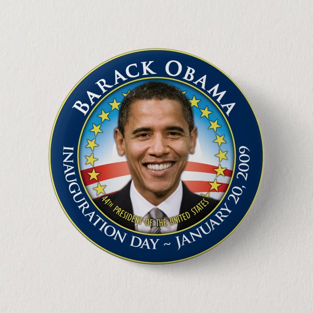 Macaron Rond 5 Cm Bouton inaugural de Barack Obama (Devant)
