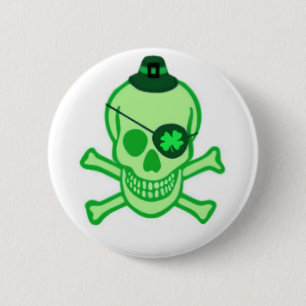 Macaron Rond 5 Cm Bouton irlandais de crâne de pirate