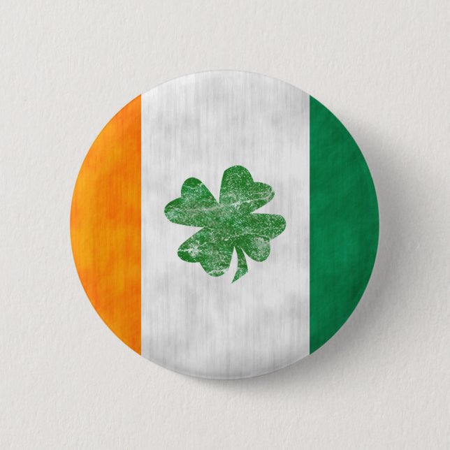 Macaron Rond 5 Cm Bouton irlandais de shamrock de drapeau (Devant)