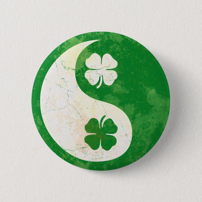 Macaron Rond 5 Cm Bouton irlandais de Yin Yang de shamrock (Devant)