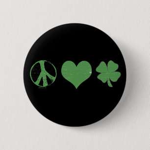 Macaron Rond 5 Cm Bouton irlandais Peace Love