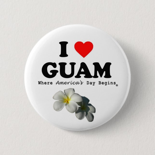 Macaron Rond 5 Cm Bouton "J'AIME la GUAM " (Devant)