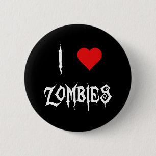 Macaron Rond 5 Cm Bouton J'aime les zombies